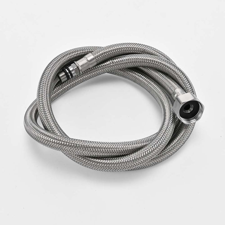 Braided stainless steel hose connector for outdoor shower installation