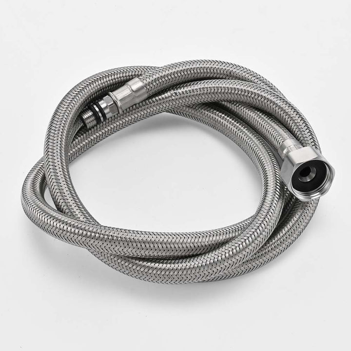 Stainless steel outdoor shower flexible hose connector detail