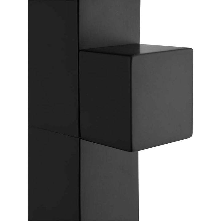 Stainless steel outdoor shower square handle close-up detail in matte black