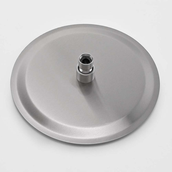 Stainless steel outdoor shower head backside part detail view