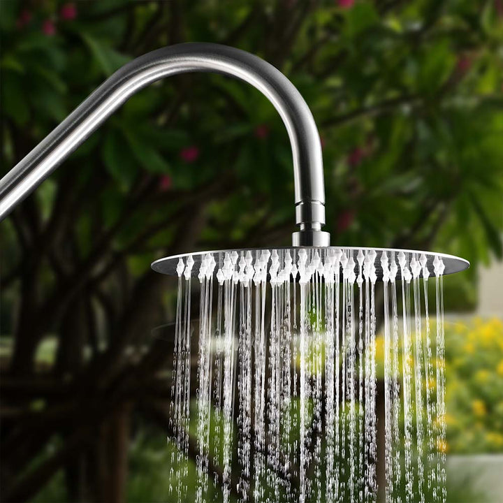Stainless Steel Outdoor Shower Head with Water Flow, Modern Design for Outdoor Use