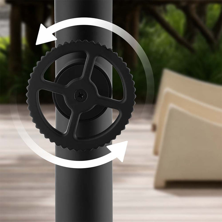 Rotating knob detail of stainless steel outdoor shower