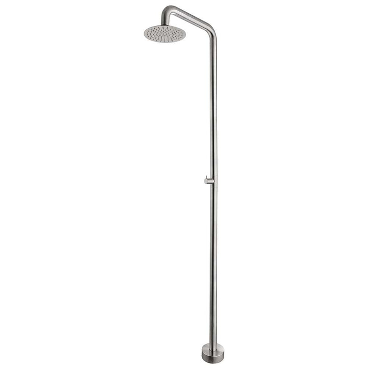 Stainless steel outdoor shower for garden, patio, or poolside use