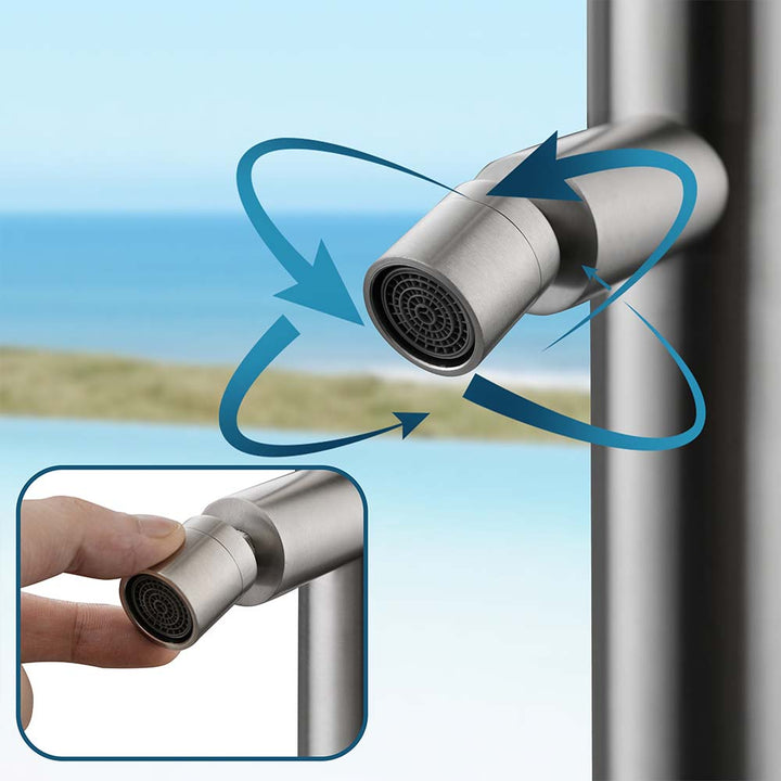 Stainless steel outdoor shower rotating bottom spout function