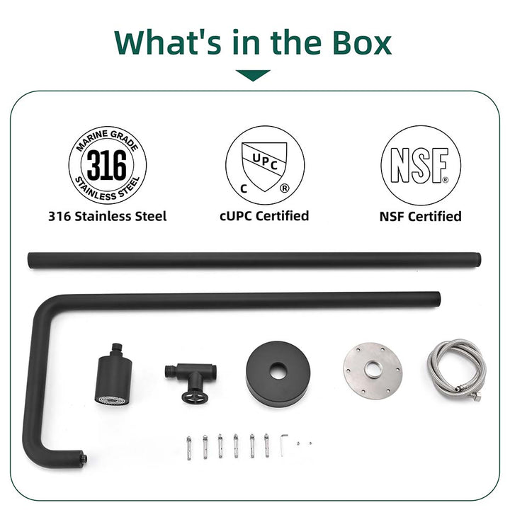 What's in the box for stainless steel outdoor shower kit
