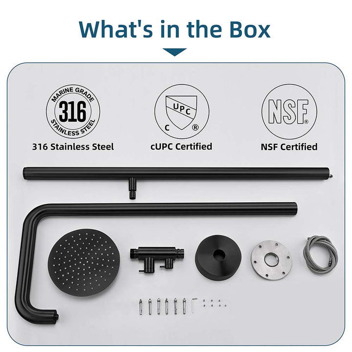 Stainless steel outdoor shower parts included whats in the box
