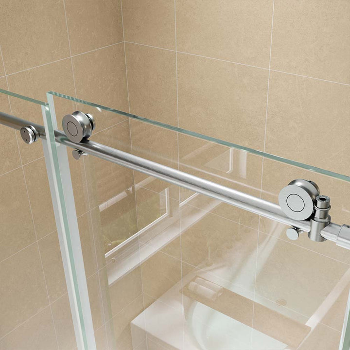 Shower door stainless steel rollers with sliding track system