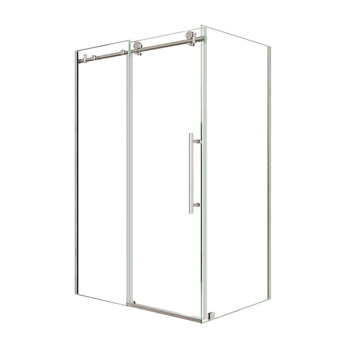 Stainless steel sliding shower door with tempered glass design