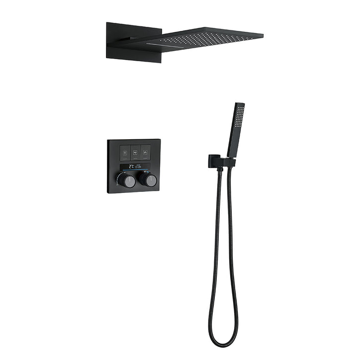 thermostatic shower system matte black digital