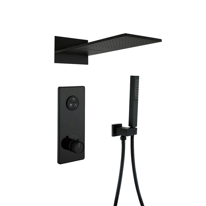 thermostatic shower system matte black rectangular plate