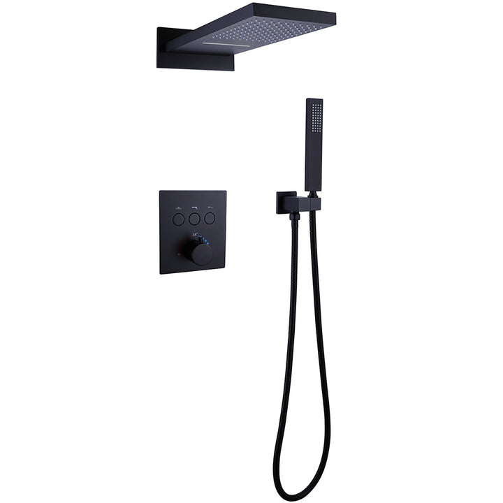 thermostatic shower system matte black round buttons
