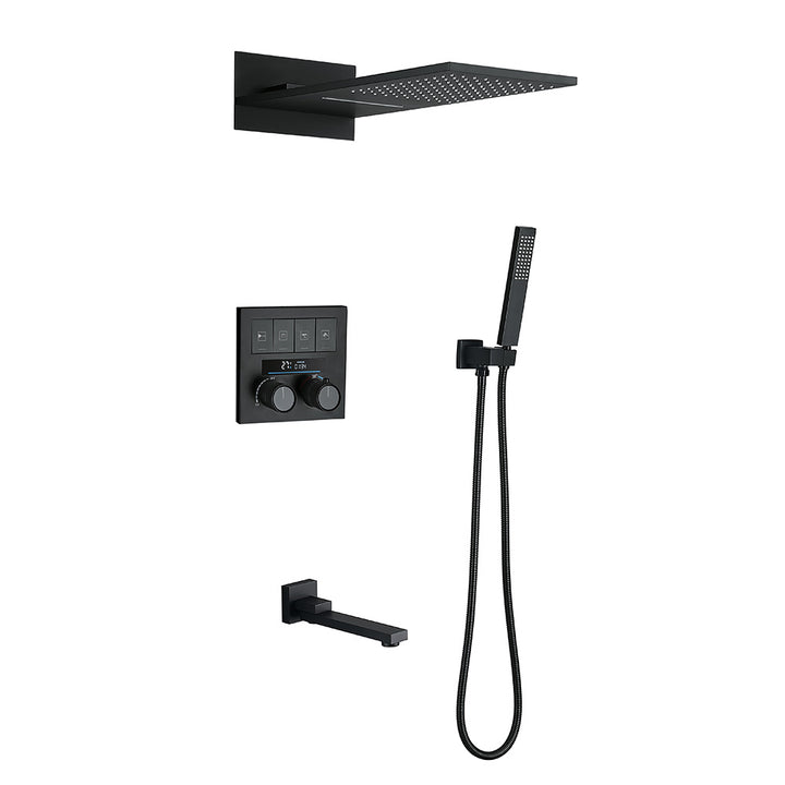 thermostatic shower system matte black tub spout