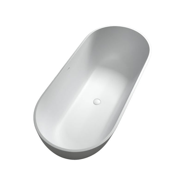 TranquiStone Artificial 59"x29" Matte White Stone Solid Surface Freestanding Bathroom Adult Bathtub