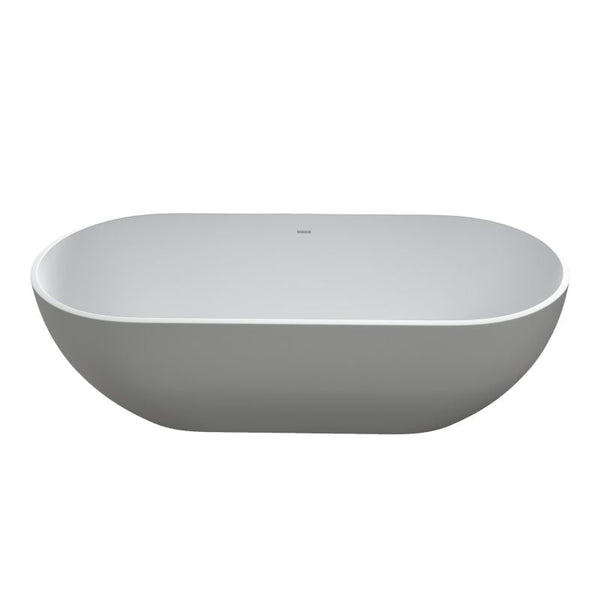 TranquiStone Artificial 69"x29" Matte White Stone Solid Surface Freestanding Bathroom Adult Bathtub