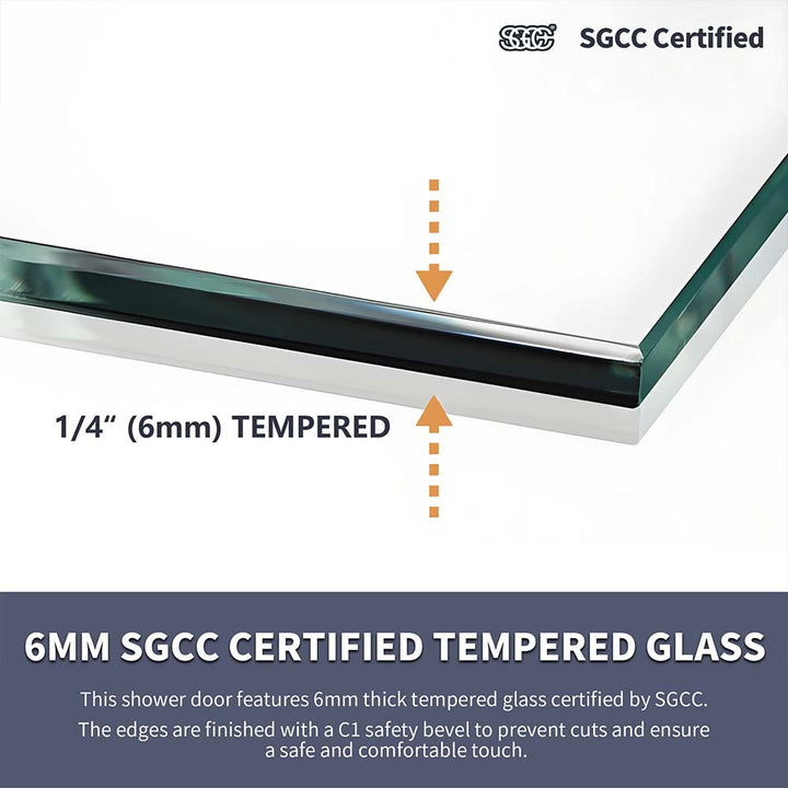 Tri fold shower door with 6mm SGCC certified tempered glass