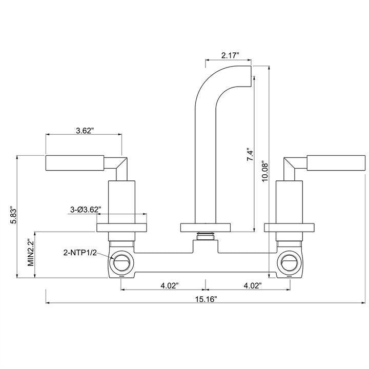 Wall Mounted Dual Handles Bathroom Faucet with Rough-in Valve – Modland