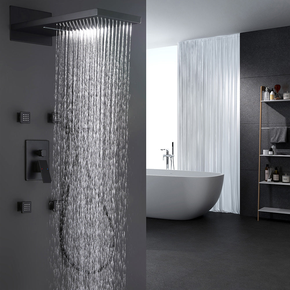 Luxury Pressure Balanced Waterfall Shower System with Hand Shower & Bo ...