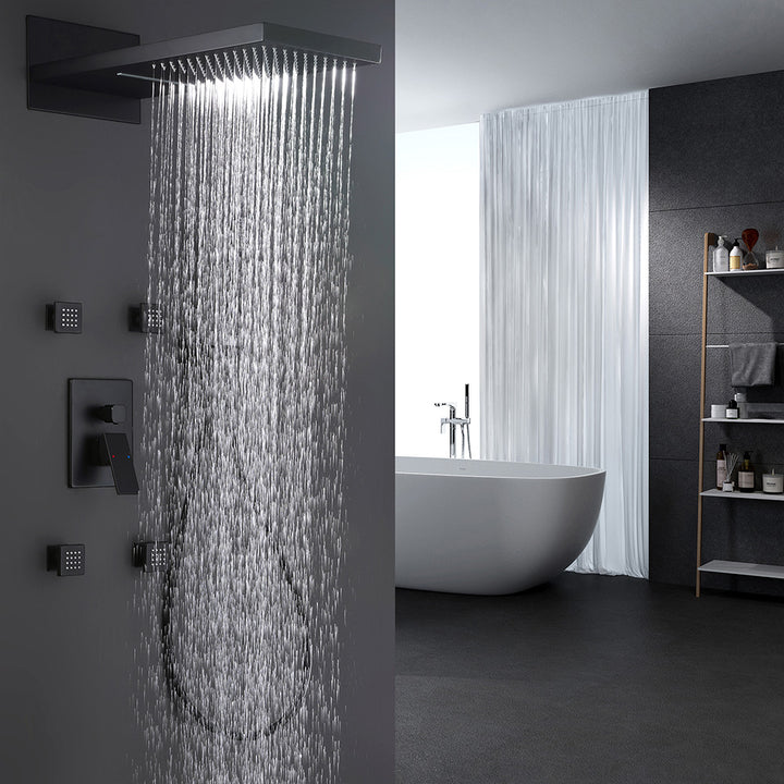 Luxury Pressure Balanced Waterfall Shower System with Hand Shower & Bo ...