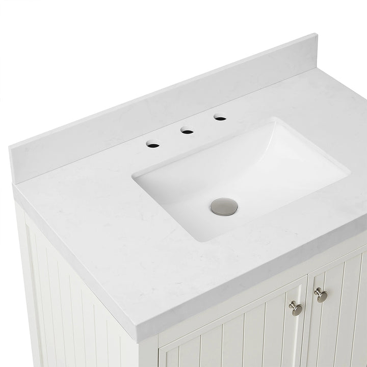 White 36 inch bathroom freestanding vanity countertop with sink