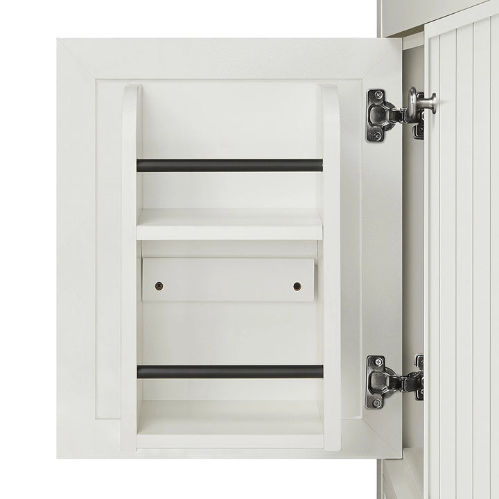 White 36 inch bathroom freestanding vanity door interior rack
