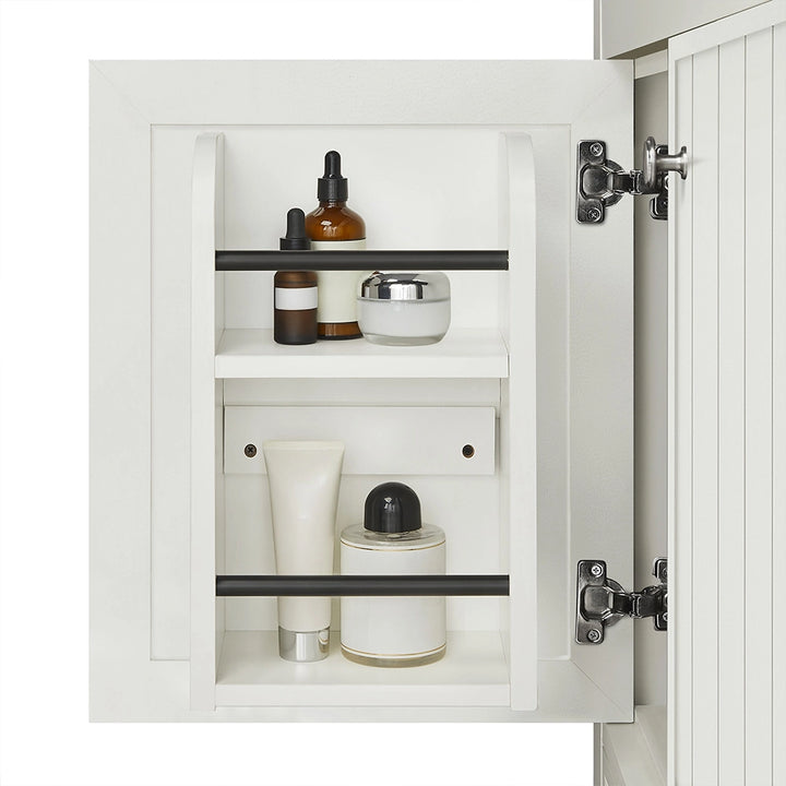 White 36 inch bathroom freestanding vanity door storage shelves