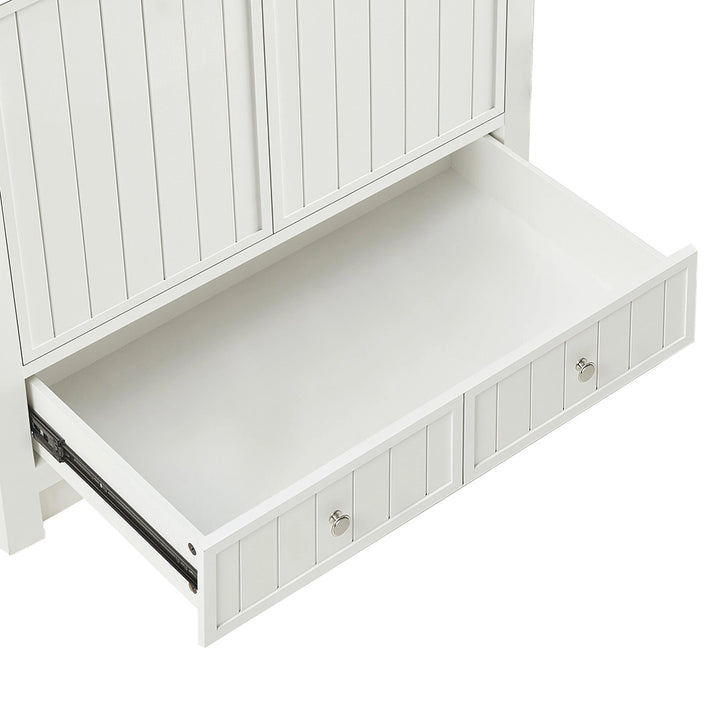 White 36 inch bathroom freestanding vanity drawer inside view