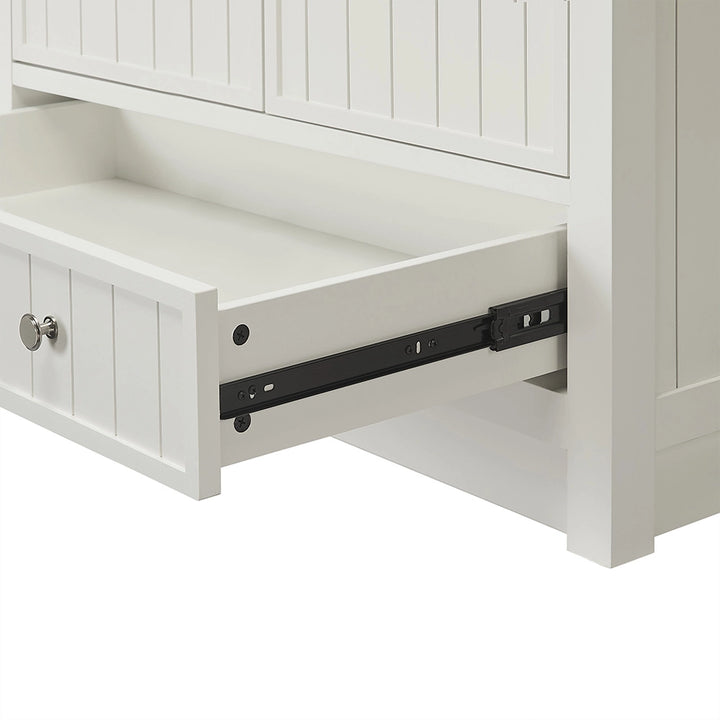 White 36 inch bathroom freestanding vanity drawer slide detail