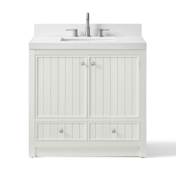 White 36 inch bathroom freestanding vanity with sink