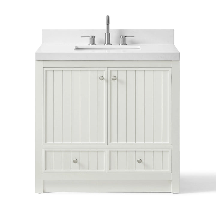 White 36 inch bathroom freestanding vanity with sink