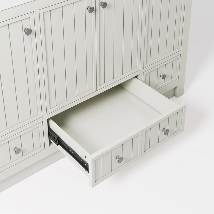 White 48 inch freestanding bathroom vanity with pull out drawer