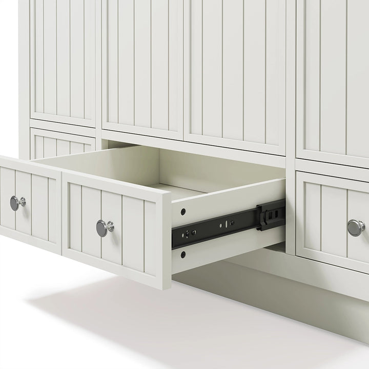 White 48 inch freestanding bathroom vanity drawer slide detail