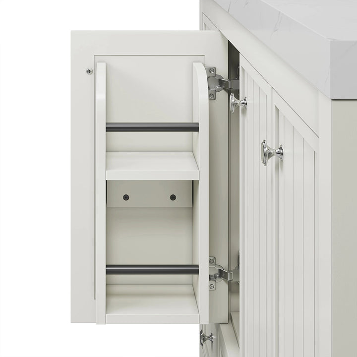 White 48 inch freestanding bathroom vanity side cabinet interior