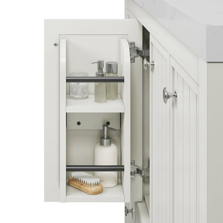 White 48 inch freestanding bathroom vanity side cabinet storage