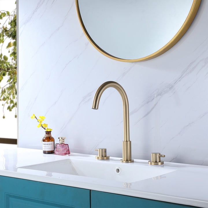 widespread bathroom faucet brushed gold lifestyle