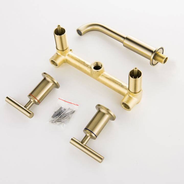 Luxury Dual Handle Wall Mounted Bathroom Faucet Gold/Black - Modland