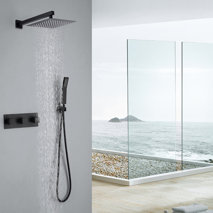 Wall-Mounted Rain Shower System with Convenient Hand Shower - Modland