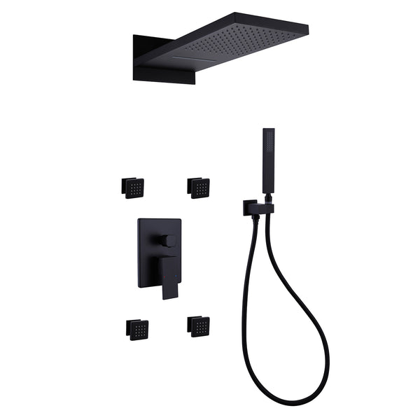 Luxury Pressure Balanced Waterfall Shower System with Hand Shower & Body Jets