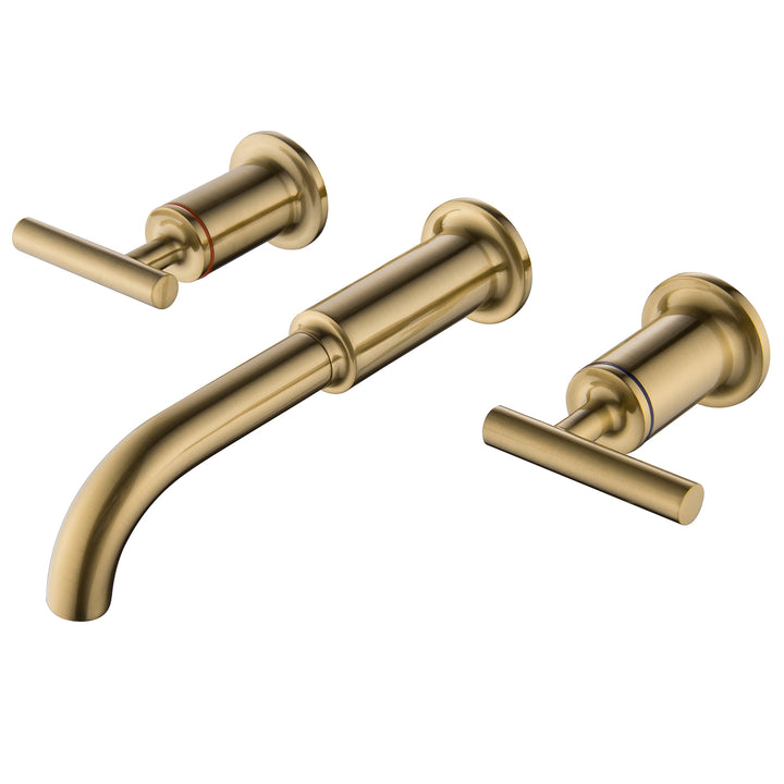 Luxury Dual Handle Wall Mounted Bathroom Faucet Gold/Black - Modland