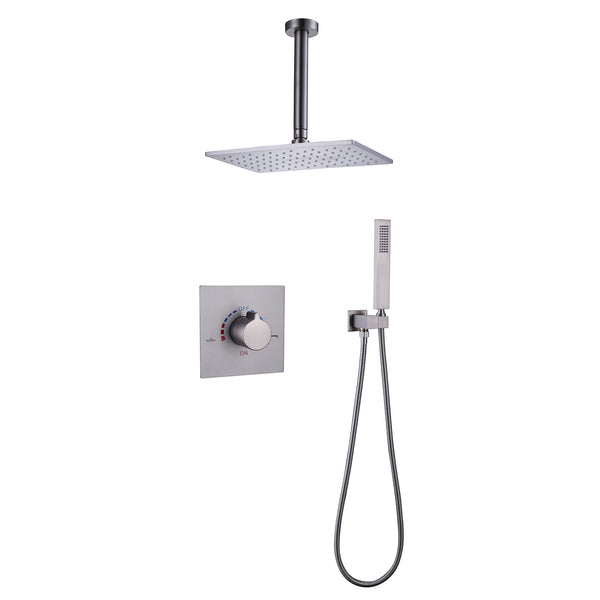 Ceiling Mounted Rain Shower System with Hand Shower-Includes Rough-in Valve