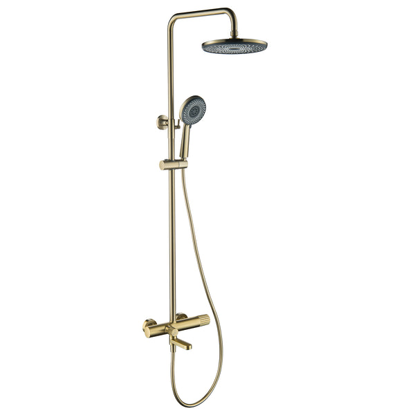 Classic Wall Mounted Brushed Gold Complete Shower System - Modland