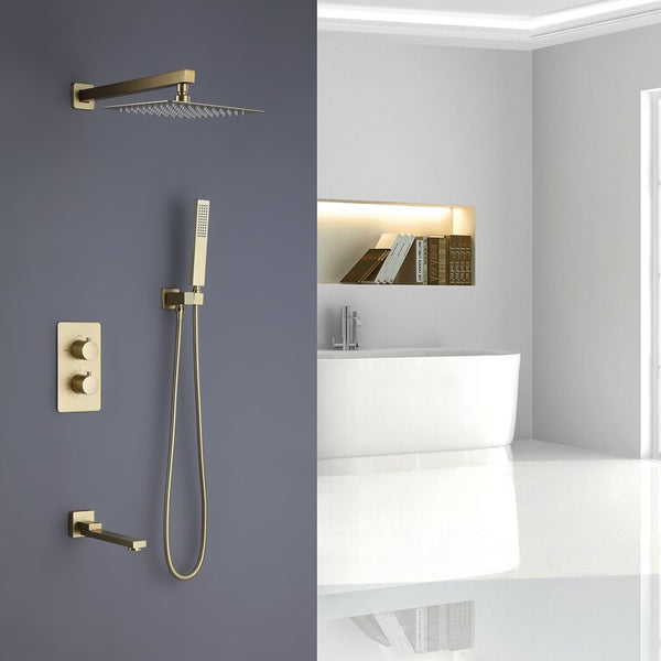 3-Function Thermostatic Wall-Mounted Shower System with Rough-In Valve - Modland