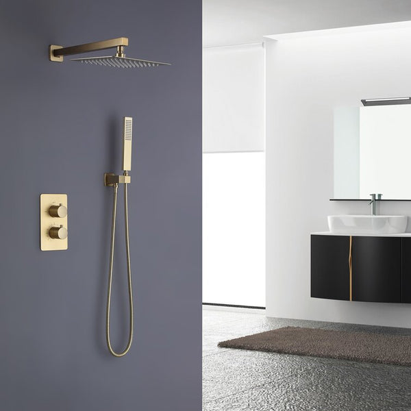 Thermostatic Rain Shower System with Hand Shower and Rough-in Valve - Modland