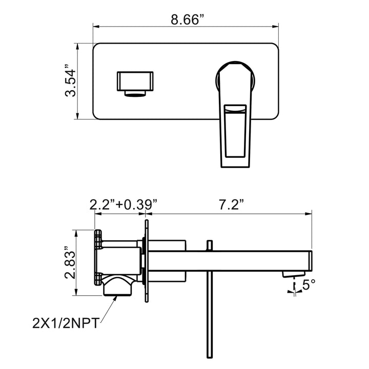 Single Lever Handle Wall Mounted Bathroom Faucet - Modland