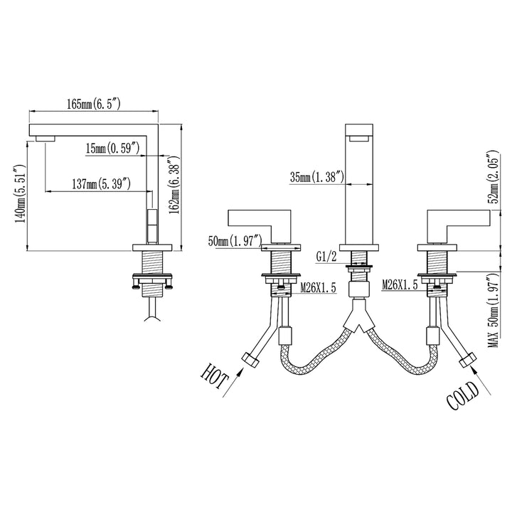 Deck Mounted Dual Handle Widespread Bathroom Faucet - Modland