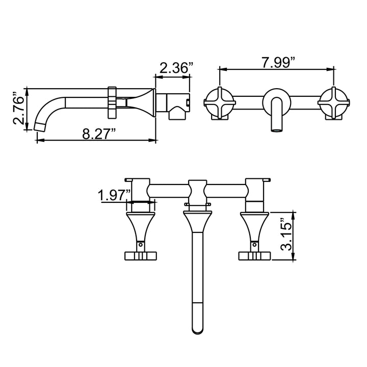 2-Handle Newly Trendy Wall Mounted Bathroom Faucet - Modland