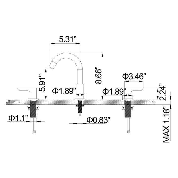 Deck Mounted Dual Handles High-Arc Widespread Bathroom Faucet - Modland