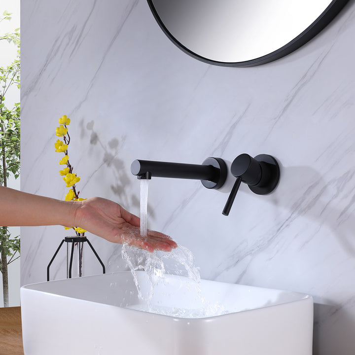 Streamlined Luxury: Single Handle Wall-Mounted Bathroom Faucet - Modland