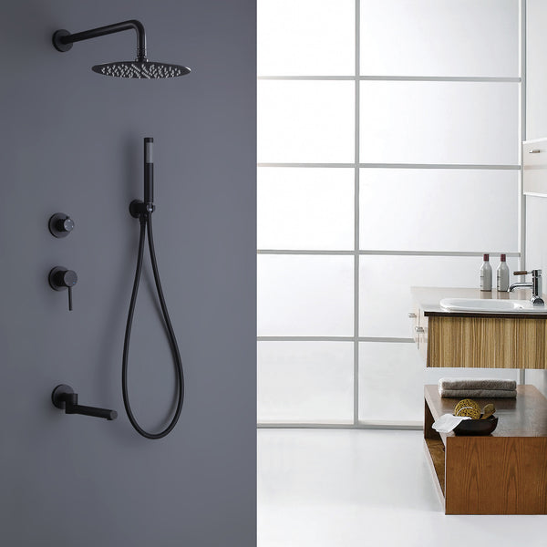 Dual Handles Complete Rain Shower System with Hand Shower with Rough-In Valve - Modland