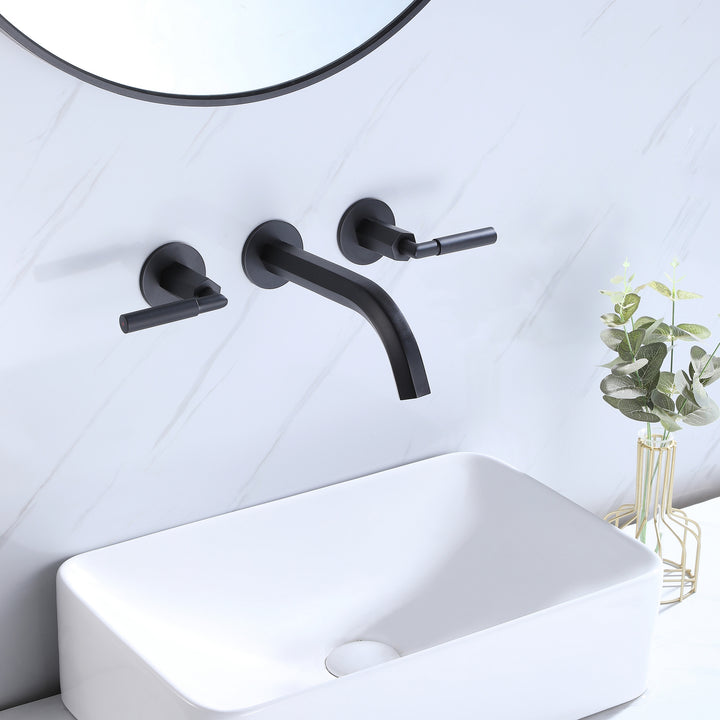 Dual-Handle Wall-Mount Sink Faucet for Stylish Elegance - Modland