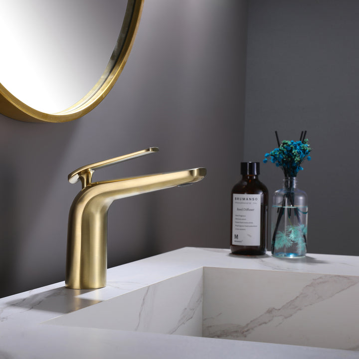 Deck Mounted Single Hole Bathroom Faucet Gold/Black Available - Modland